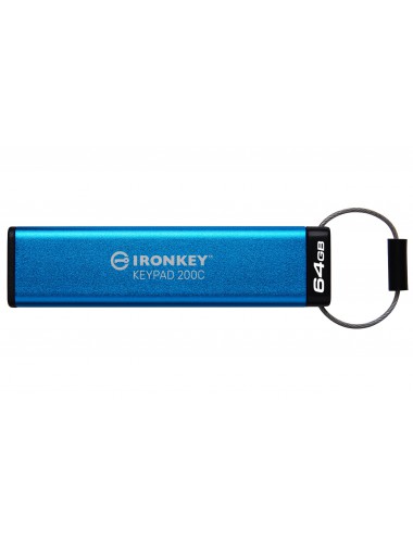 Kingston Technology IronKey Keypad 200 unidad flash USB 64 GB USB Tipo C 3.2 Gen 1 (3.1 Gen 1) Azul