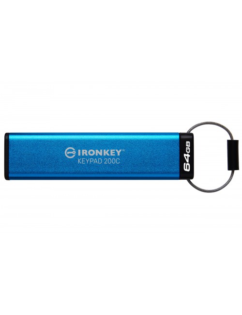 Kingston Technology IronKey Keypad 200 unidad flash USB 64 GB USB Tipo C 3.2 Gen 1 (3.1 Gen 1) Azul