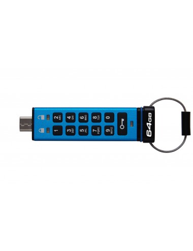 Kingston Technology IronKey Keypad 200 unidad flash USB 64 GB USB Tipo C 3.2 Gen 1 (3.1 Gen 1) Azul