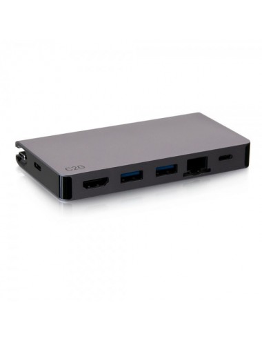 C2G Station d’accueil compacte USB-C 5 en 1 avec HDMI, 2 USB-A, Ethernet et USB-C, alimentation électrique jusqu’à 100 W - 4K