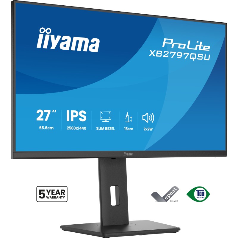 iiyama ProLite XB2797QSU-B1 écran plat de PC 68,6 cm (27") 2560 x 1440 pixels Quad HD LED Noir iiyama ProLite XB2797QSU-B1 écran plat de PC 68,6 cm (27") 2560 x 1440 pixels Quad HD LED Noir