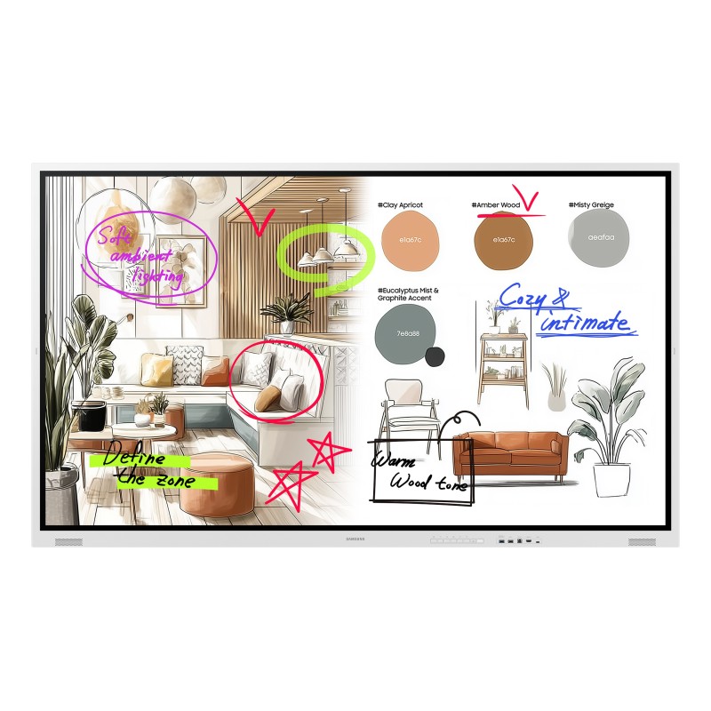 Samsung WM75FX tableau blanc interactif 190,5 cm (75") 3840 x 2160 pixels Écran tactile Gris, Blanc HDMI