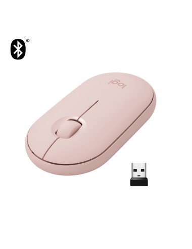 Logitech Pebble, mouse wireless con Bluetooth o ricevitore da 2,4 GHz, mouse per computer con clic silenzioso per laptop,