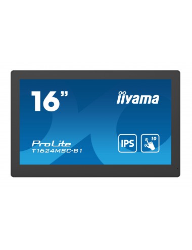 iiyama T1624MSC-B1 pantalla de señalización Panel plano interactivo 39,6 cm (15.6") LCD 450 cd m² Full HD Negro Pantalla