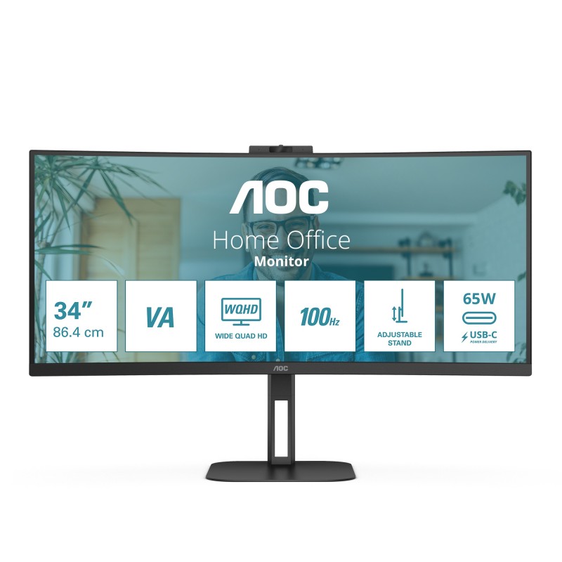AOC V5 CU34V5CW écran plat de PC 86,4 cm (34") 3440 x 1440 pixels Wide Quad HD LED Noir AOC V5 CU34V5CW écran plat de PC 86,4 cm (34") 3440 x 1440 pixels Wide Quad HD LED Noir