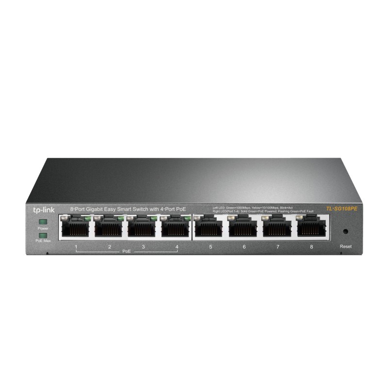 TP-Link TL-SG108PE Géré L2 Gigabit Ethernet (10/100/1000) Connexion Ethernet, supportant l'alimentation via ce port (PoE) Noir TP-Link TL-SG108PE Géré L2 Gigabit Ethernet (10/100/1000) Connexion Ethernet, supportant l'alimentation via ce port (PoE) Noir