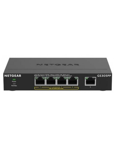 NETGEAR GS305PP Non-géré Gigabit Ethernet (10 100 1000) Connexion Ethernet, supportant l'alimentation via ce port (PoE) Noir