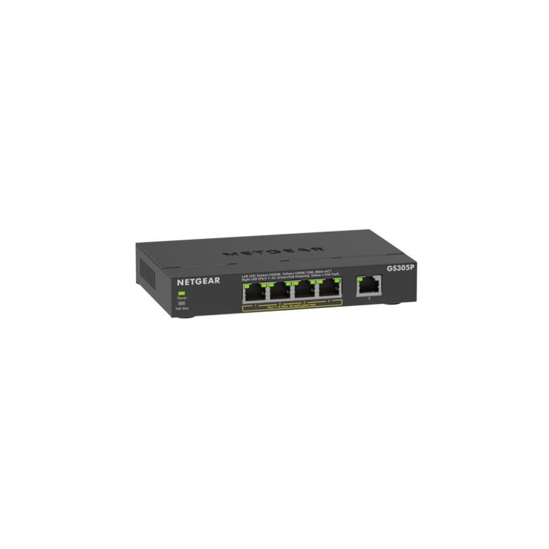 NETGEAR GS305Pv3 Non-géré Gigabit Ethernet (10/100/1000) Connexion Ethernet, supportant l'alimentation via ce port (PoE) Noir NETGEAR GS305Pv3 Non-géré Gigabit Ethernet (10/100/1000) Connexion Ethernet, supportant l'alimentation via ce port (PoE) Noir