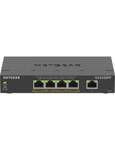 NETGEAR 5-Port Gigabit Ethernet High-Power PoE+ Plus Switch (GS305EPP) Géré L2 L3 Gigabit Ethernet (10 100 1000) Connexion