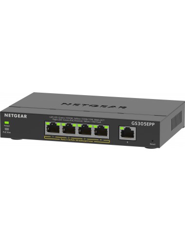 NETGEAR 5-Port Gigabit Ethernet High-Power PoE+ Plus Switch (GS305EPP) Géré L2 L3 Gigabit Ethernet (10 100 1000) Connexion