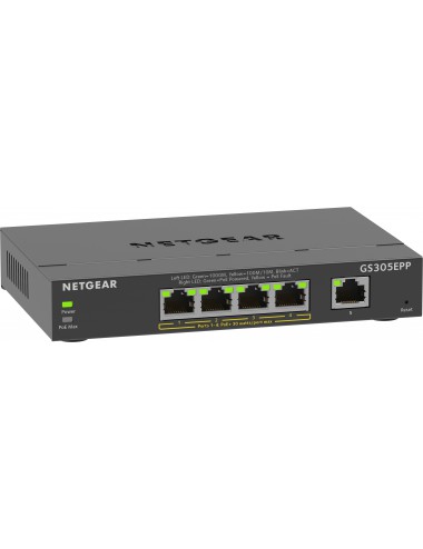 NETGEAR 5-Port Gigabit Ethernet High-Power PoE+ Plus Switch (GS305EPP) Géré L2 L3 Gigabit Ethernet (10 100 1000) Connexion