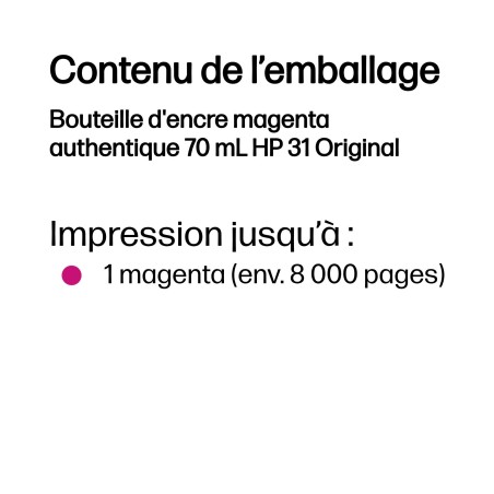 HP Bouteille d'encre magenta authentique 70 mL 31 Original