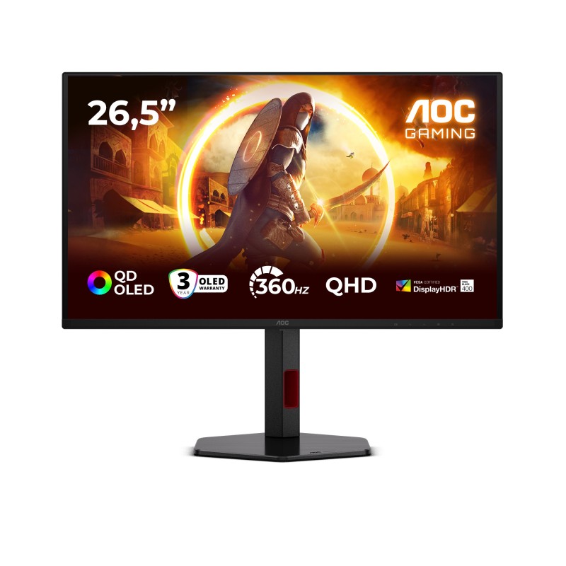 AOC G4 Q27G4SDR écran plat de PC 67,3 cm (26.5") 2560 x 1440 pixels Quad HD QD-OLED Noir, Rouge AOC G4 Q27G4SDR écran plat de PC 67,3 cm (26.5") 2560 x 1440 pixels Quad HD QD-OLED Noir, Rouge