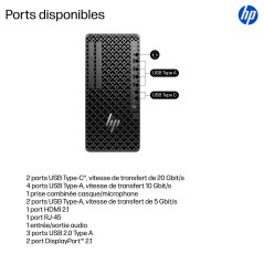 HP Z1 Tower G1i Intel Core Ultra 7 265 16 Go DDR5-SDRAM 512 Go SSD NVIDIA RTX A400 Windows 11 Pro Station de travail AI