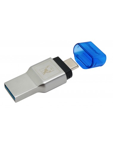 Kingston Technology MobileLite Duo 3C lecteur de carte mémoire USB 3.2 Gen 1 (3.1 Gen 1) Type-A Type-C Bleu, Argent