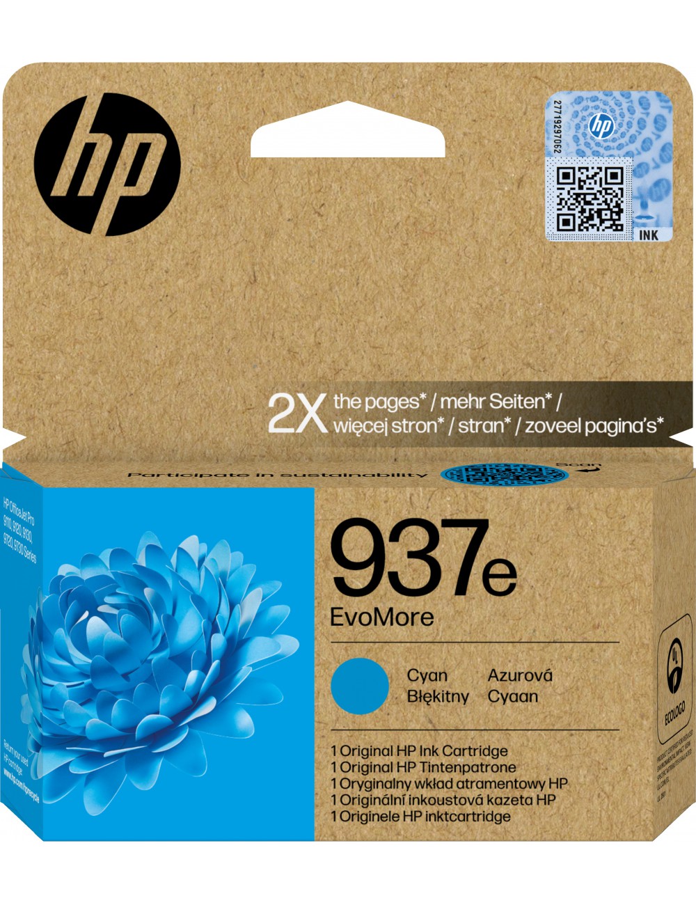 HP Cartucho de Tinta Original EvoMore 937e cian