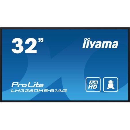iiyama LH3260HS-B1AG Écran d'affichage dynamique Carte A numérique 80 cm (31.5") LED Wifi 500 cd/m² Full HD Noir Intégré dans
