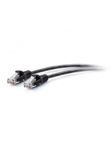 C2G Câble de raccordement Ethernet fin Cat6a non blindé (UTP) avec protection anti-accrochage de 0,6 m - Noir