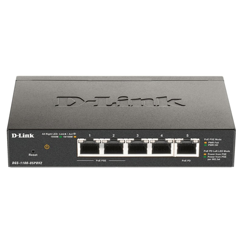 D-Link DGS-1100-05PDV2 commutateur réseau Géré Gigabit Ethernet (10/100/1000) Connexion Ethernet, supportant l'alimentation via D-Link DGS-1100-05PDV2 commutateur réseau Géré Gigabit Ethernet (10/100/1000) Connexion Ethernet, supportant l'alimentation via