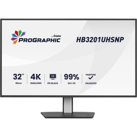 iiyama ProGraphic HB3201UHSNP-B1 écran plat de PC 80 cm (31.5") 3840 x 2160 pixels 4K Ultra HD Noir