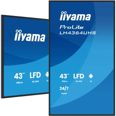 iiyama LH4364UHS-B1AG Écran d'affichage dynamique Écran plat de signalisation numérique 109,2 cm (43") LED Wifi 500 cd m² 4K