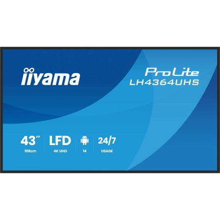 iiyama LH4364UHS-B1AG Écran d'affichage dynamique Écran plat de signalisation numérique 109,2 cm (43") LED Wifi 500 cd/m² 4K