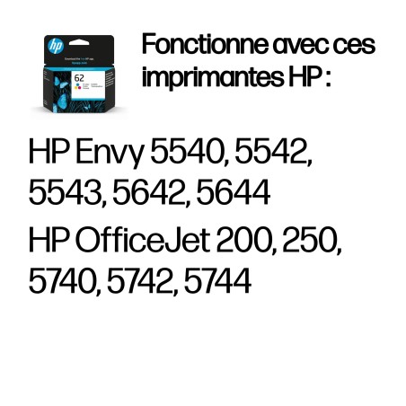 HP 62 cartouche d'encre trois couleurs authentique
