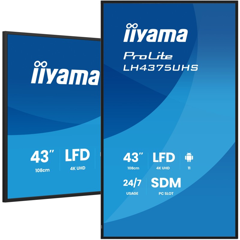 iiyama LH4375UHS-B2AG Écran d'affichage dynamique Écran plat de signalisation numérique 108 cm (42.5") LCD Wifi 500 cd/m² 4K