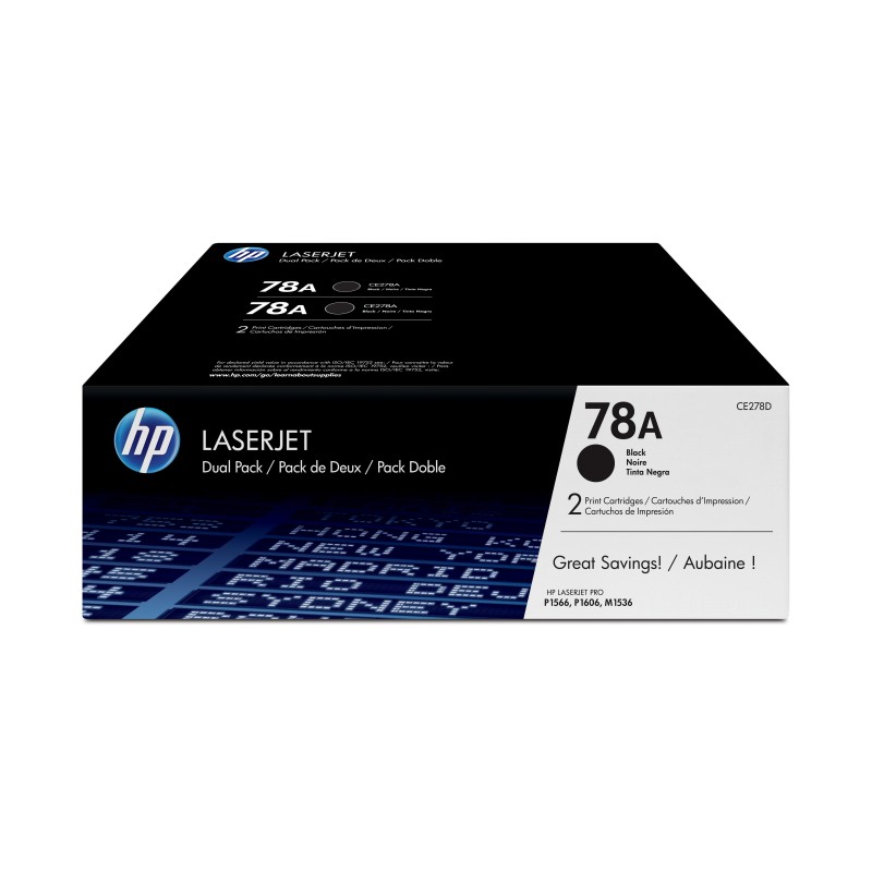 HP 78A pack de 2 toners LaserJet noir authentiques HP 78A pack de 2 toners LaserJet noir authentiques