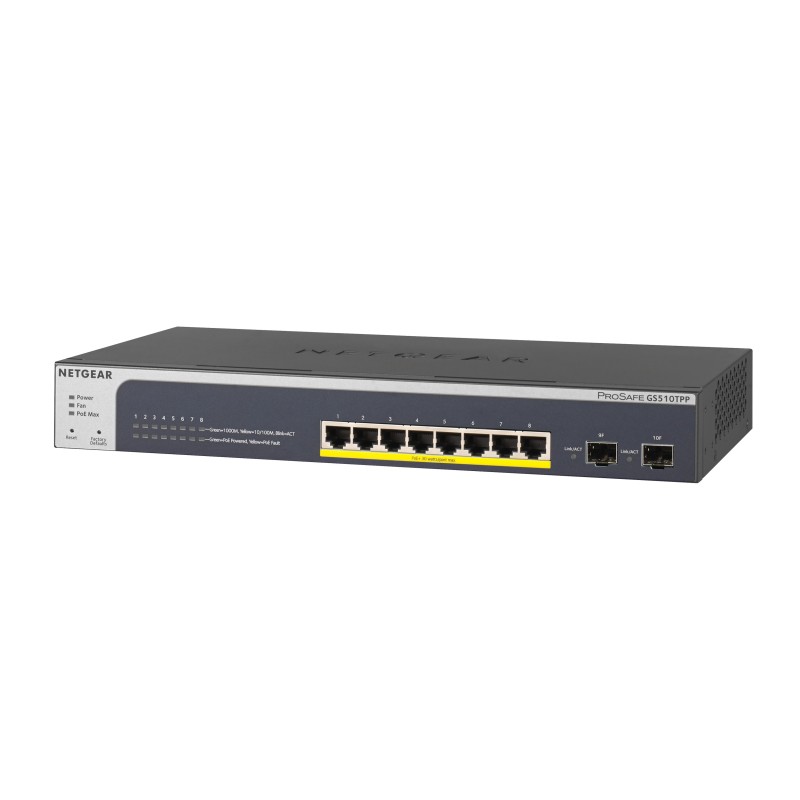 NETGEAR GS510TPP Géré L2/L3/L4 Gigabit Ethernet (10/100/1000) Connexion Ethernet, supportant l'alimentation via ce port (PoE)