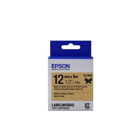 Epson Ruban satin pour étiqueteuse LK-4KBK Noir Or 12 mm (5 m)