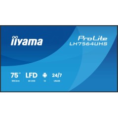 iiyama LH7564UHS-B1AG Écran d'affichage dynamique Écran plat de signalisation numérique 190,5 cm (75") Wifi 500 cd/m² 4K Ultra
