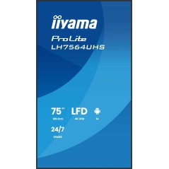 iiyama LH7564UHS-B1AG Écran d'affichage dynamique Écran plat de signalisation numérique 190,5 cm (75") Wifi 500 cd m² 4K Ultra