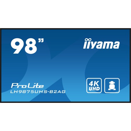iiyama LH9875UHS-B2AG Écran d'affichage dynamique Écran plat de signalisation numérique 2,48 m (97.5") LED Wifi 500 cd/m² 4K