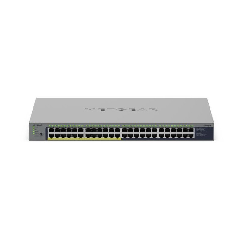 NETGEAR GS748PP Non-géré Gigabit Ethernet (10/100/1000) Connexion Ethernet, supportant l'alimentation via ce port (PoE) Gris NETGEAR GS748PP Non-géré Gigabit Ethernet (10/100/1000) Connexion Ethernet, supportant l'alimentation via ce port (PoE) Gris
