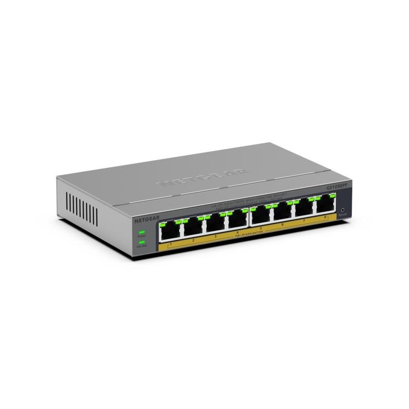 NETGEAR GS108EPP Non-géré Gigabit Ethernet (10/100/1000) Connexion Ethernet, supportant l'alimentation via ce port (PoE) NETGEAR GS108EPP Non-géré Gigabit Ethernet (10/100/1000) Connexion Ethernet, supportant l'alimentation via ce port (PoE)