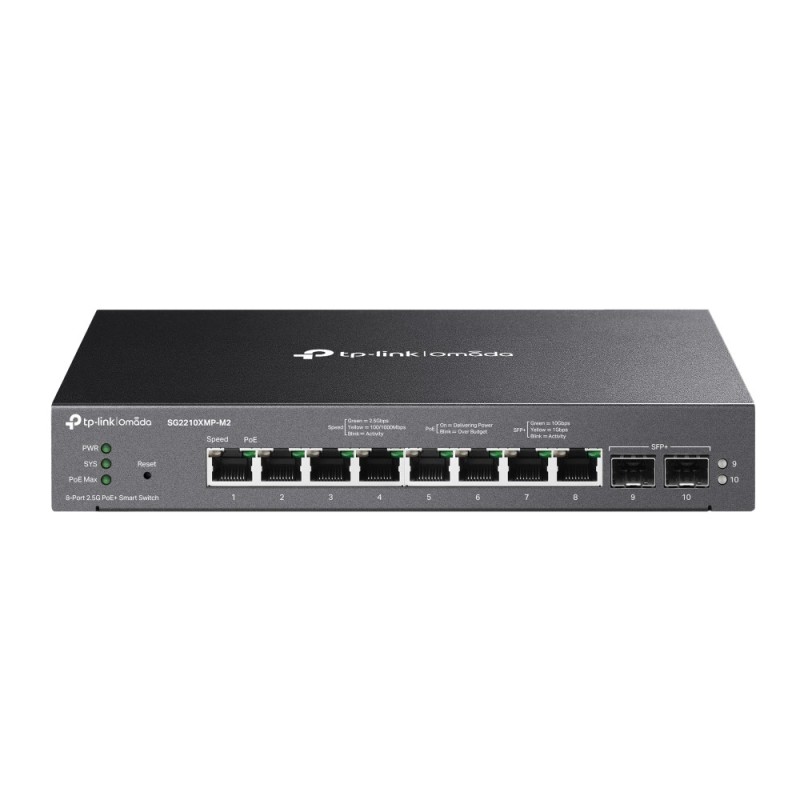TP-Link Omada SG2210XMP-M2 commutateur réseau Géré L2/L2+ 2.5G Ethernet (100/1000/2500) Connexion Ethernet, supportant TP-Link Omada SG2210XMP-M2 commutateur réseau Géré L2/L2+ 2.5G Ethernet (100/1000/2500) Connexion Ethernet, supportant