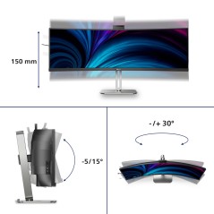 Philips 5000 series 49B2U5900CH 00 écran plat de PC 124 cm (48.8") 5120 x 1440 pixels Dual QHD LCD Noir