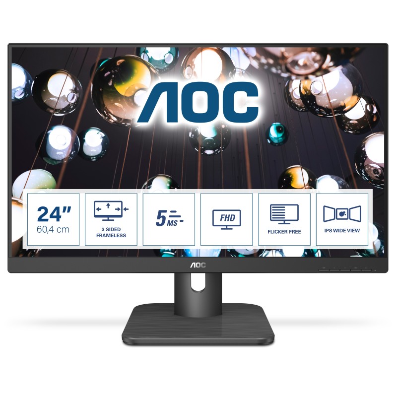 AOC E1 24E1Q écran plat de PC 60,5 cm (23.8") 1920 x 1080 pixels Full HD LED Noir AOC E1 24E1Q écran plat de PC 60,5 cm (23.8") 1920 x 1080 pixels Full HD LED Noir