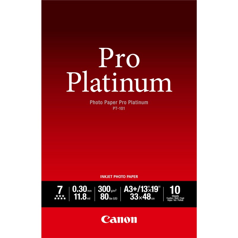 Canon Papier photo professionnel Platinum A3 Plus PT-101 - 10 feuilles Canon Papier photo professionnel Platinum A3 Plus PT-101 - 10 feuilles