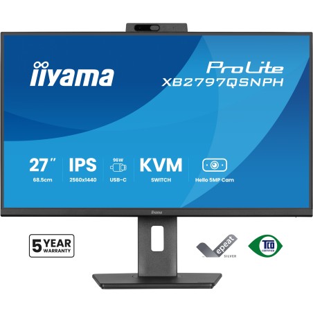 iiyama ProLite XB2797QSNPH-B1 27IN IPS LCD 4MS 2560X1440 350CD/M2 HDMI/DP/USB 2 écran plat de PC 68,6 cm (27") 2560 x 1440