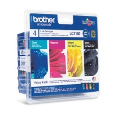 Brother LC1100VALBPRF cartouche d'encre 4 pièce(s) Original Rendement standard Noir, Cyan, Magenta, Jaune