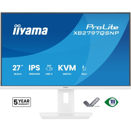 iiyama ProLite XB2797QSNP-W1 écran plat de PC 68,6 cm (27") 2560 x 1440 pixels Quad HD LCD Blanc