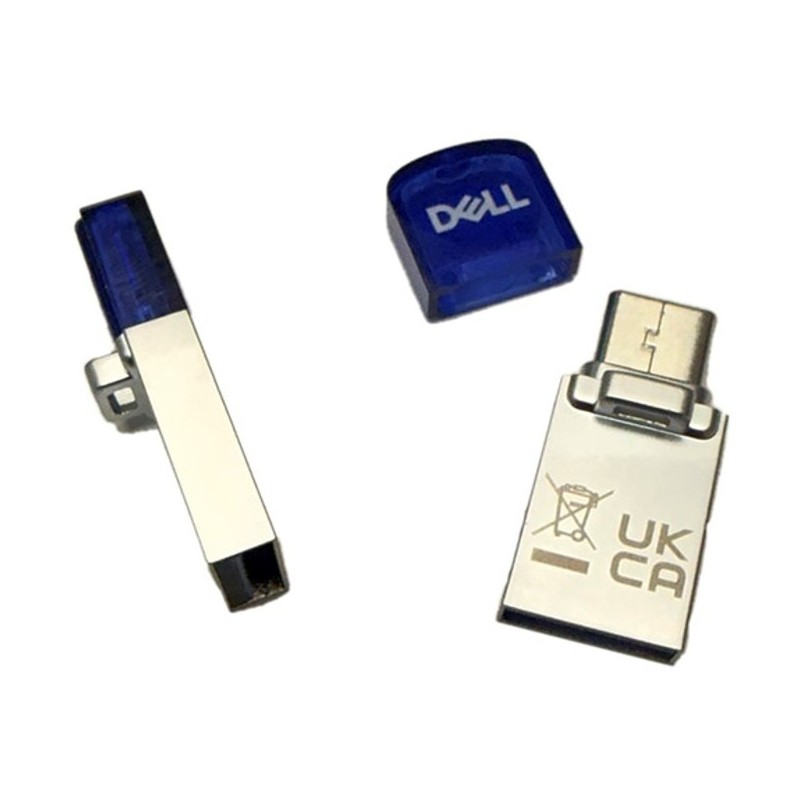 DELL AD564594 lecteur USB flash 64 Go USB Type-A / USB Type-C 3.2 Gen 1 (3.1 Gen 1) Bleu, Argent