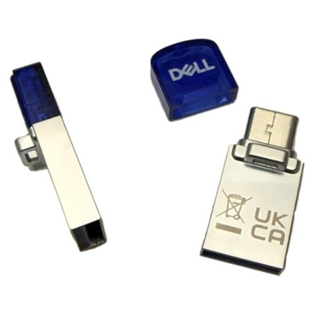 DELL AD564594 lecteur USB flash 64 Go USB Type-A   USB Type-C 3.2 Gen 1 (3.1 Gen 1) Bleu, Argent