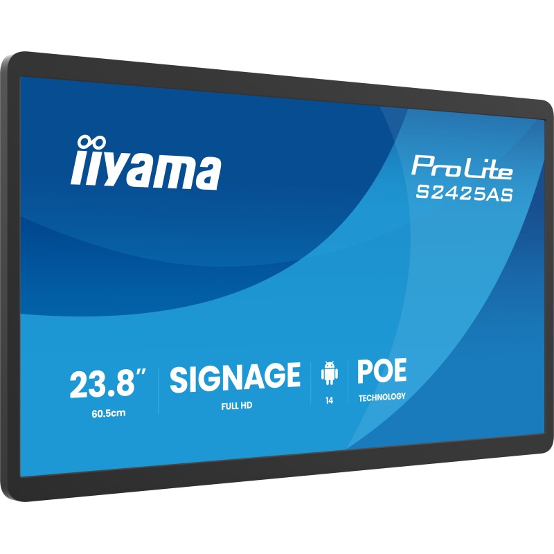 iiyama ProLite S2425AS-B1P Écran plat de signalisation numérique 60,5 cm (23.8") LCD Wifi 500 cd/m² Full HD Noir Intégré dans iiyama ProLite S2425AS-B1P Écran plat de signalisation numérique 60,5 cm (23.8") LCD Wifi 500 cd/m² Full HD Noir Intégré dans
