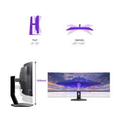 AOC 48.9' AGON PRO AGP497UCZD écran plat de PC 124,2 cm (48.9") 5120 x 1440 pixels Gris