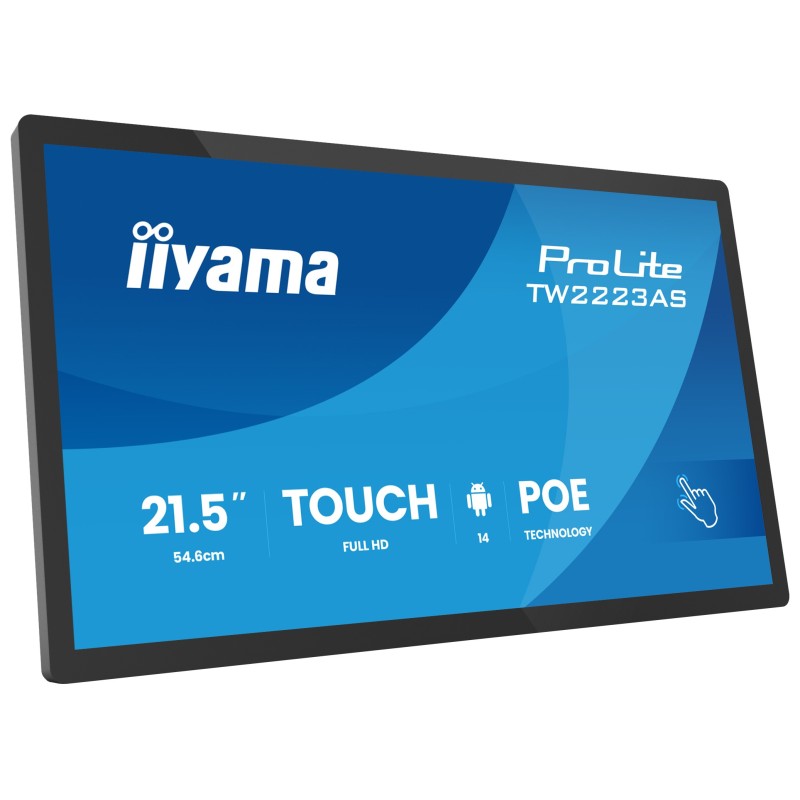 iiyama TW2223AS-B3P Écran d'affichage dynamique Écran plat interactif 54,6 cm (21.5") Wifi 450 cd/m² Full HD Noir Écran tactile