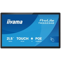 iiyama TW2223AS-B3P Écran d'affichage dynamique Écran plat interactif 54,6 cm (21.5") Wifi 450 cd m² Full HD Noir Écran tactile