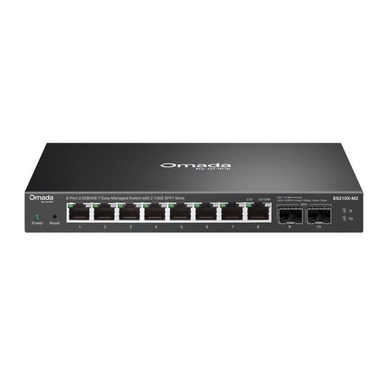 TP-Link ES210X-M2 commutateur réseau Géré 2.5G Ethernet (100/1000/2500) Montage sur le bureau ou sur le mur Noir TP-Link ES210X-M2 commutateur réseau Géré 2.5G Ethernet (100/1000/2500) Montage sur le bureau ou sur le mur Noir